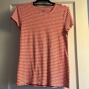 J Crew Painter Tee in Red and Cream Stripe Pattern